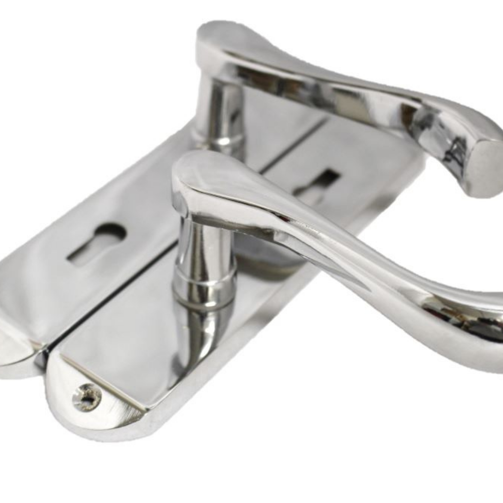 Cadenza Door Handles Set  Chrome Victorian Scroll Lever Lock Handle 178mm x 40mm