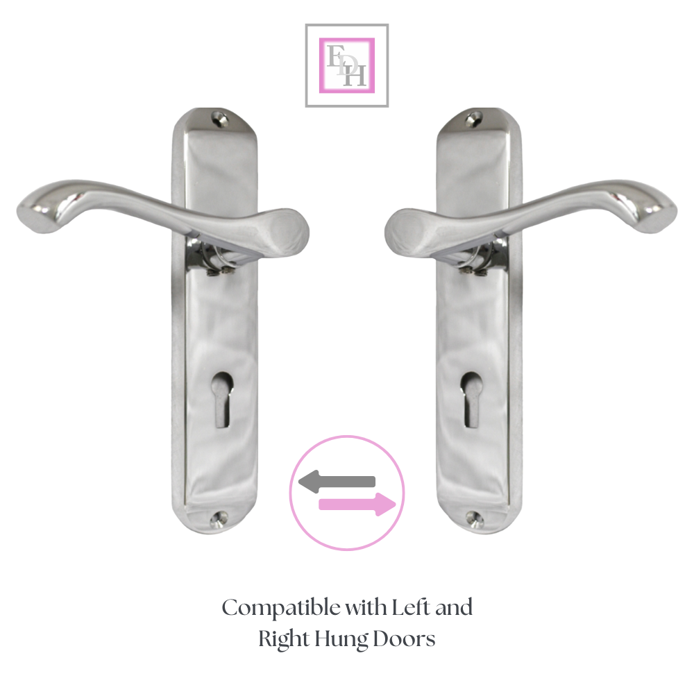 Cadenza Door Handles Set  Chrome Victorian Scroll Lever Lock Handle 178mm x 40mm