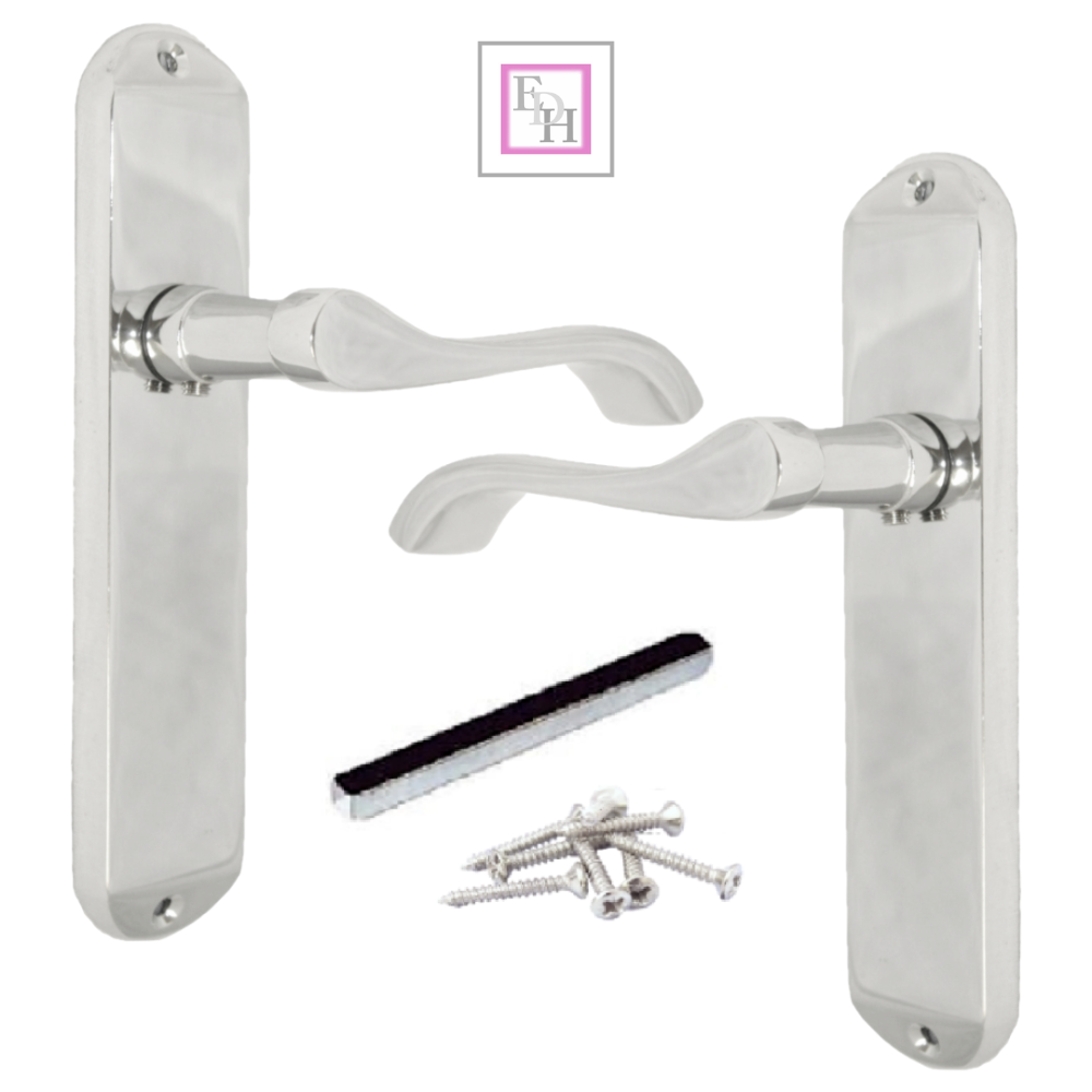 Cadenza Door Handles Set  Chrome Victorian Scroll Lever Lock Handle 178mm x 40mm