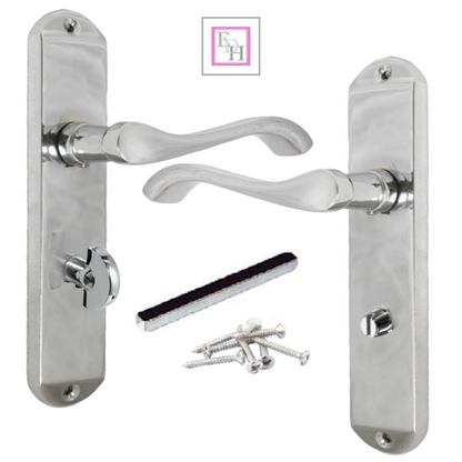 Cadenza Door Handles Set  Chrome Victorian Scroll Lever Lock Handle 178mm x 40mm