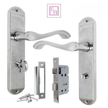 Cadenza Door Handles Set  Chrome Victorian Scroll Lever Lock Handle 178mm x 40mm