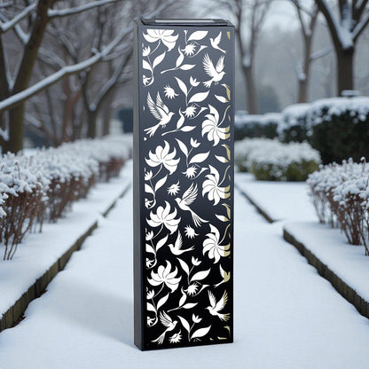 Narrow Solar Wall Panel with Birds – Outdoor Metal Wall Art with LED Light | Weatherproof Garden & Fence Décor Birds Silhouette (60×20×5cm)