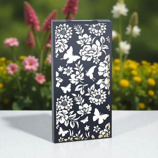 Large Solar Wall Panel Butterfly Outdoor Wall Art with Warm LED Light Weatherproof Garden & Patio Décor Butterfly Silhouette (60×30×5cm)