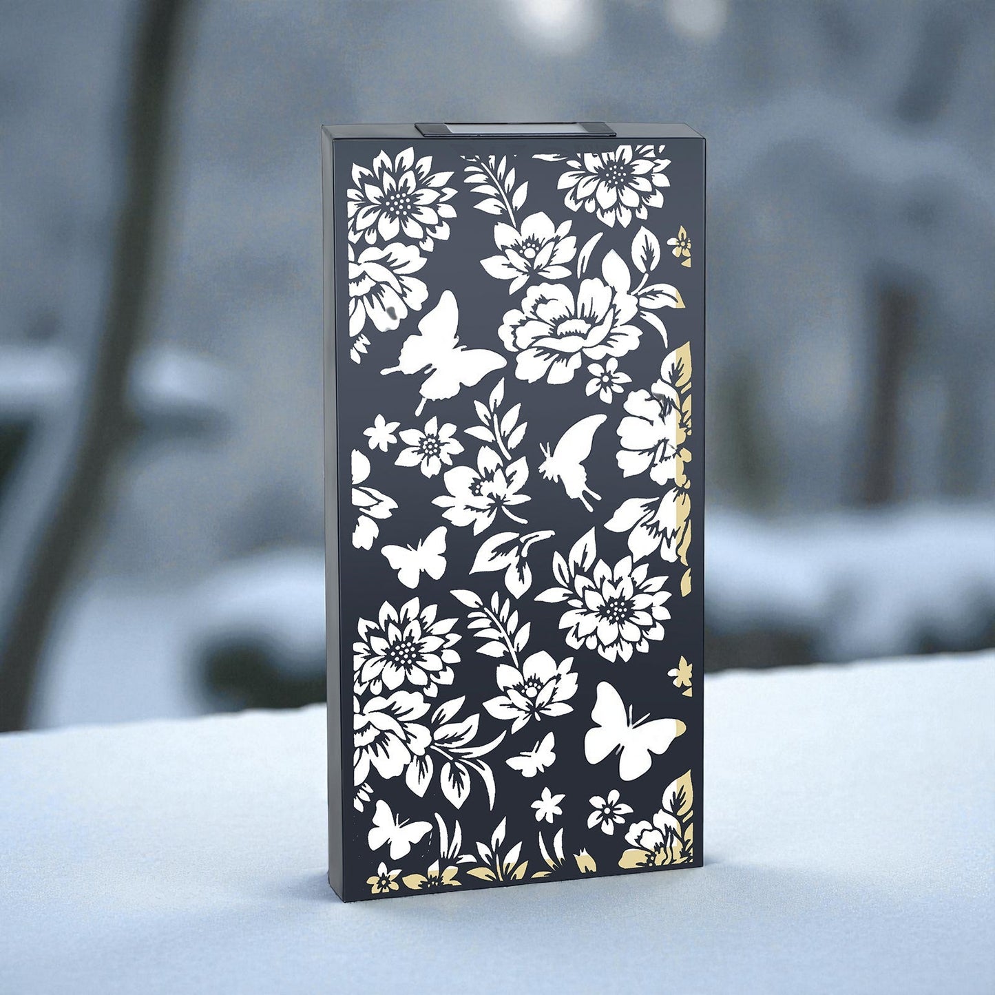 Large Solar Wall Panel Butterfly Outdoor Wall Art with Warm LED Light Weatherproof Garden & Patio Décor Butterfly Silhouette (60×30×5cm)