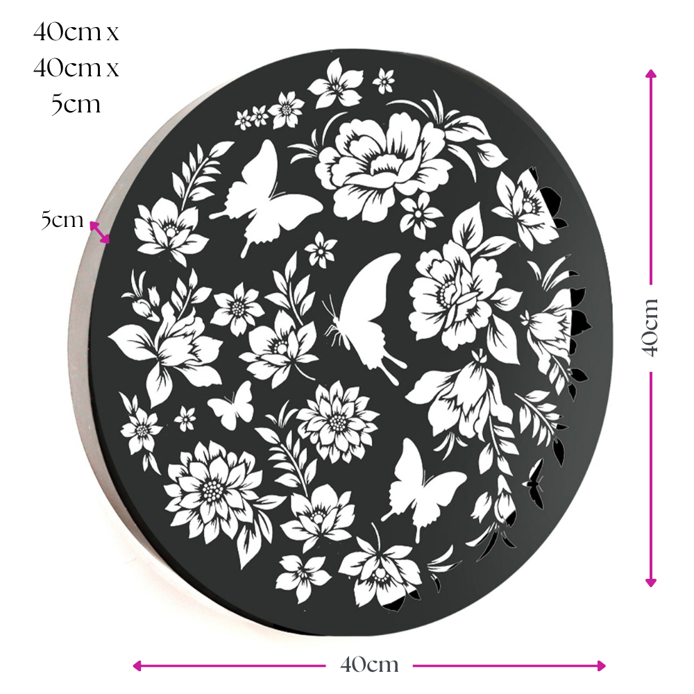 Round Solar Wall Panel with Butterfly – Outdoor Metal Wall Art with Warm LED Light | Weatherproof Garden & Patio Décor (40cm)