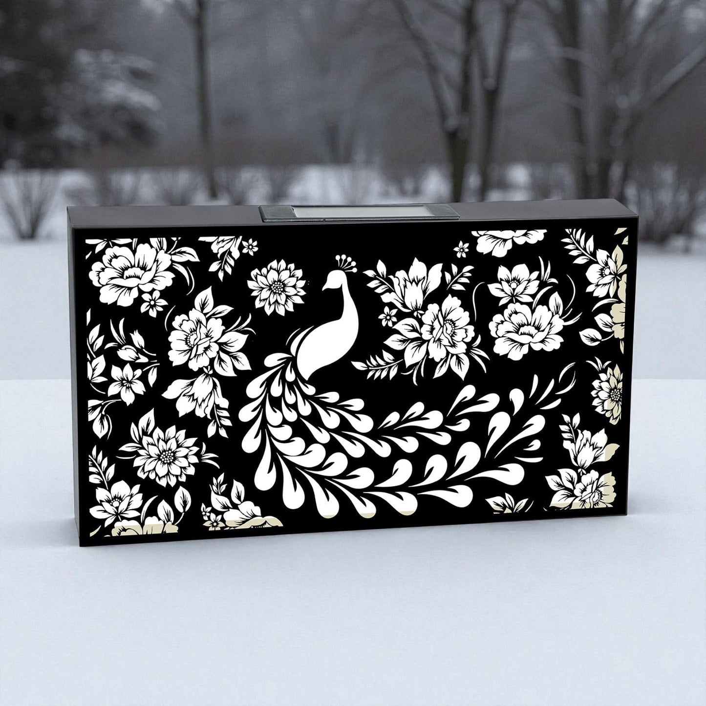 Landscape Solar Wall Panel with Peacock – Outdoor Metal Wall Art with Warm LED Light Weatherproof Garden & Patio Décor Peacock Panel (48cm)