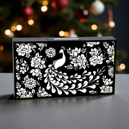 Landscape Solar Wall Panel with Peacock – Outdoor Metal Wall Art with Warm LED Light Weatherproof Garden & Patio Décor Peacock Panel (48cm)