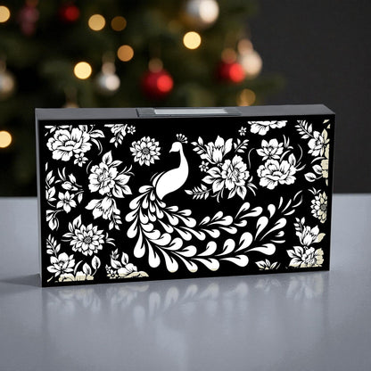 Landscape Solar Wall Panel with Peacock – Outdoor Metal Wall Art with Warm LED Light Weatherproof Garden & Patio Décor Peacock Panel (48cm)