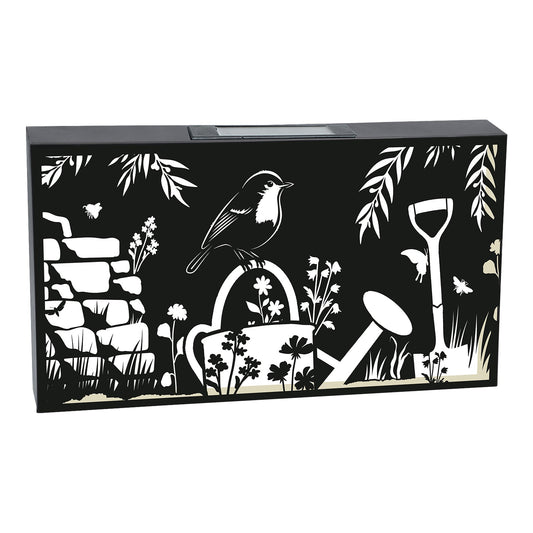 Landscape Solar Wall Panel with Robin – Outdoor Metal Wall Art with Warm LED Light | Weatherproof Garden & Patio Décor | Robin Panel (48cm