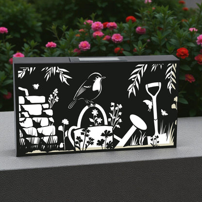 Landscape Solar Wall Panel with Robin – Outdoor Metal Wall Art with Warm LED Light | Weatherproof Garden & Patio Décor | Robin Panel (48cm