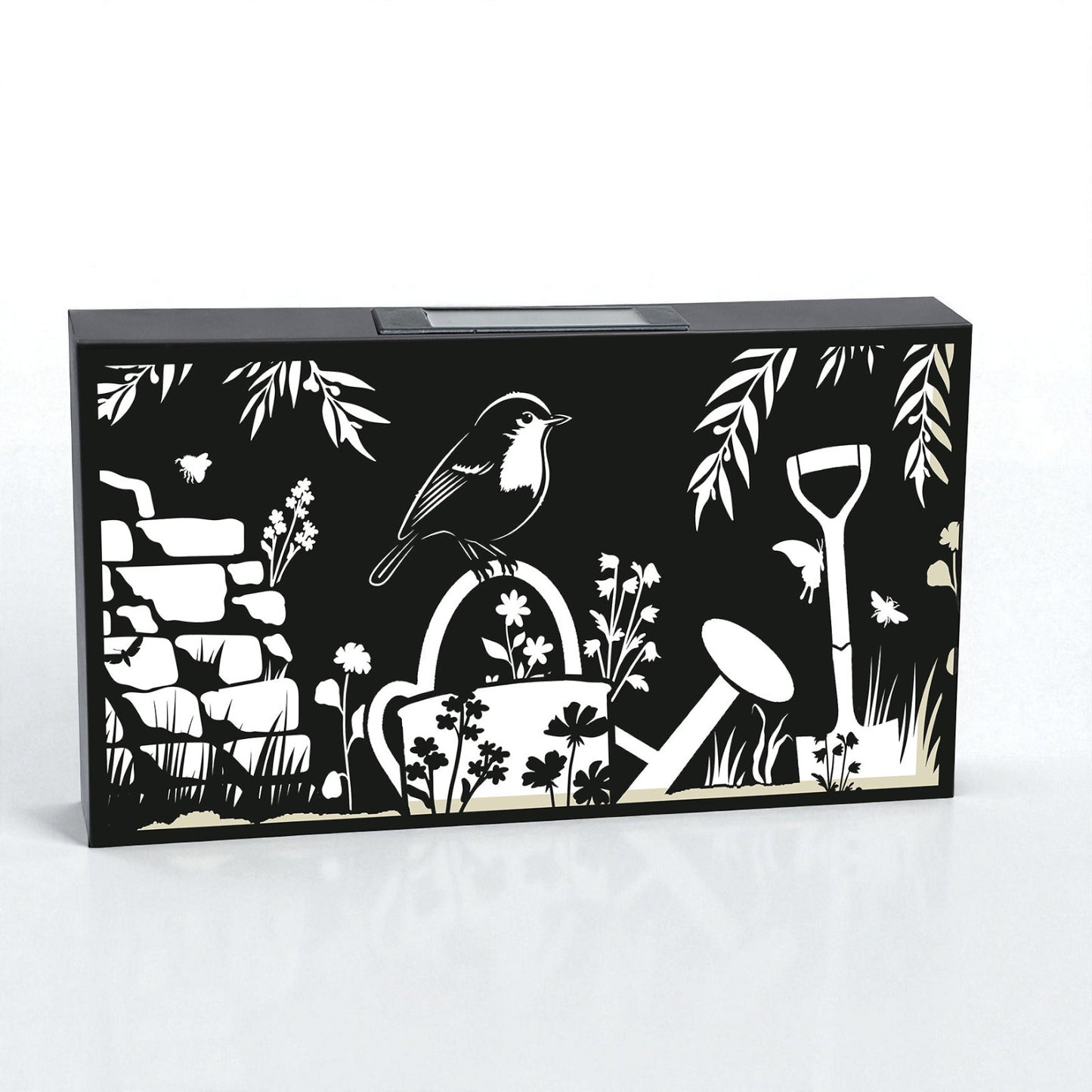 Landscape Solar Wall Panel with Robin – Outdoor Metal Wall Art with Warm LED Light | Weatherproof Garden & Patio Décor | Robin Panel (48cm