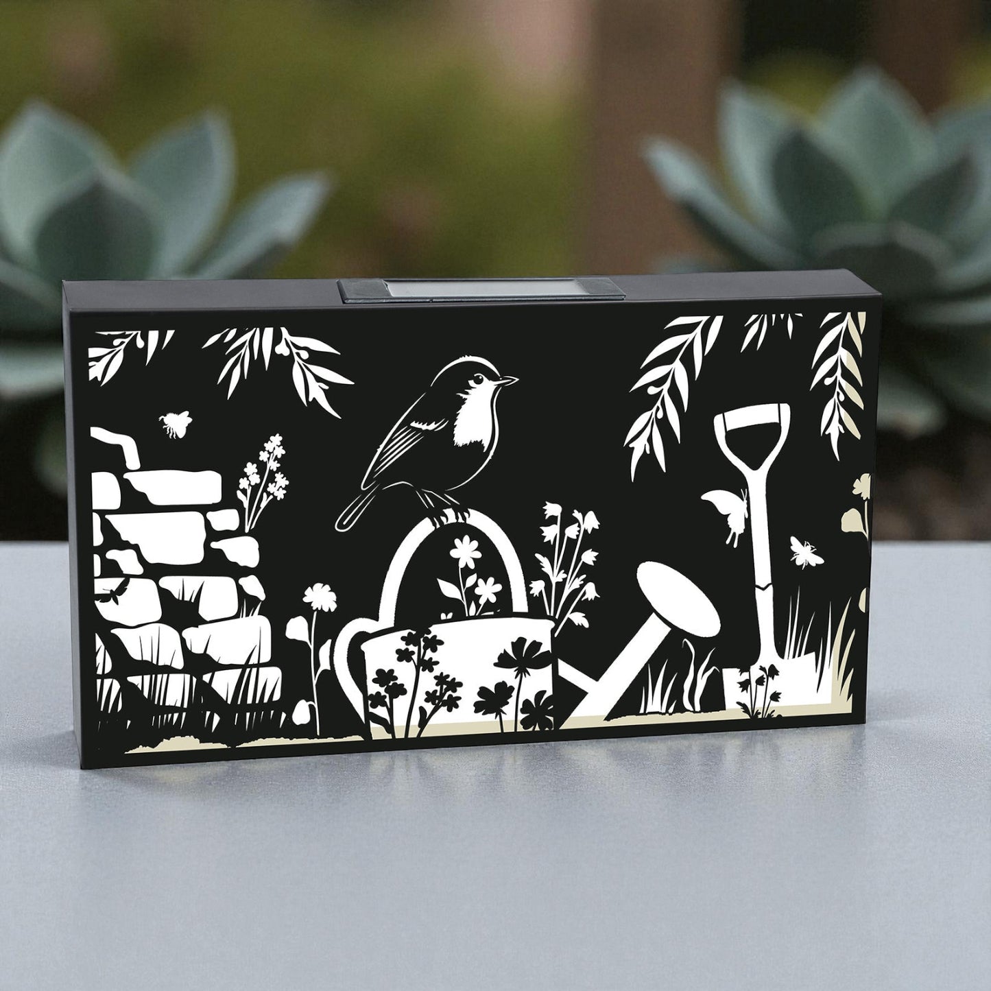 Landscape Solar Wall Panel with Robin – Outdoor Metal Wall Art with Warm LED Light | Weatherproof Garden & Patio Décor | Robin Panel (48cm