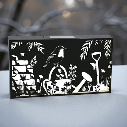 Landscape Solar Wall Panel with Robin – Outdoor Metal Wall Art with Warm LED Light | Weatherproof Garden & Patio Décor | Robin Panel (48cm