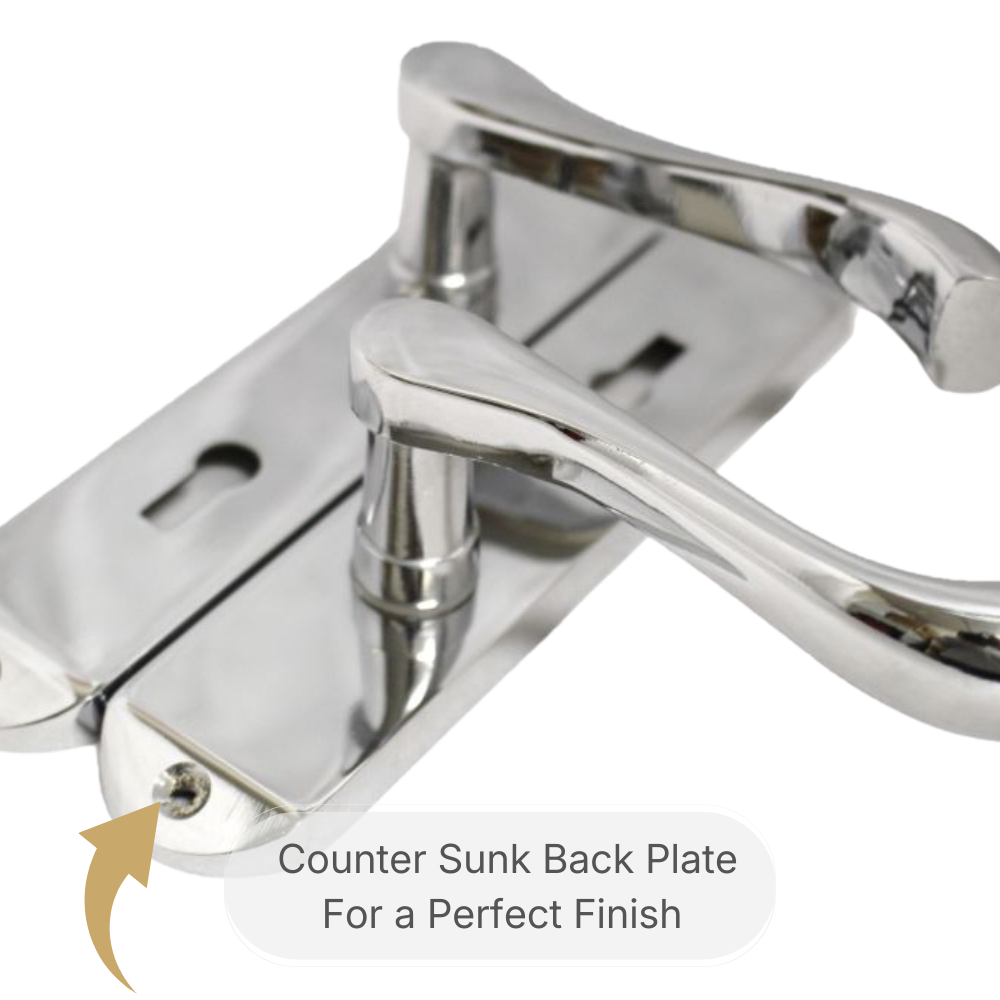 Polished Chrome Cadenza Victorian Scroll Lever Lock Handle Door Handle - 178mm x 40mm