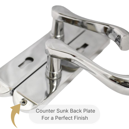 Polished Chrome Cadenza Victorian Scroll Lever Lock Handle Door Handle - 178mm x 40mm