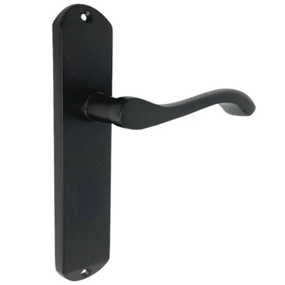 Matt Black Cadenza Victorian Scroll Lever Latch Set with Tubular Latch - 178mm x 38mm