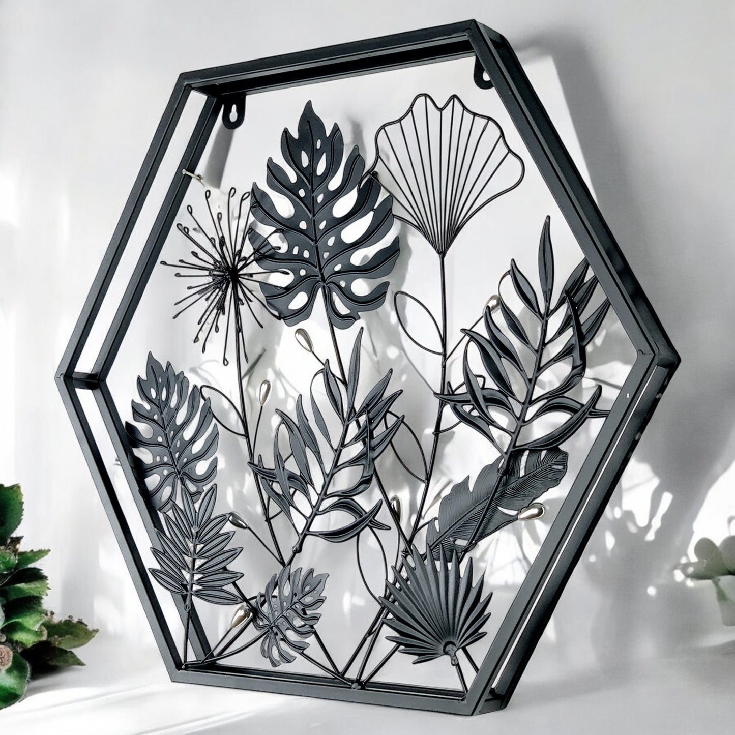 Hexagonal Floral 3D Wall Décor