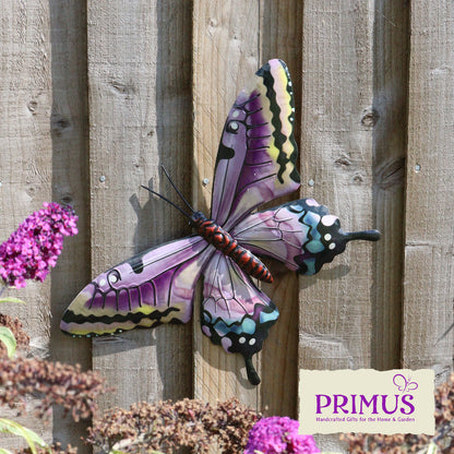 Medium Metal Pink Butterfly Wall Art