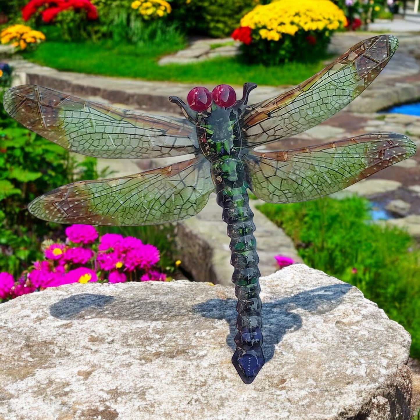 Large Metal Dragonfly - Green