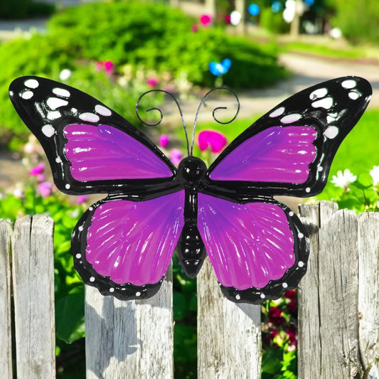 Large Metal Butterfly with Flapping Wings - Purple