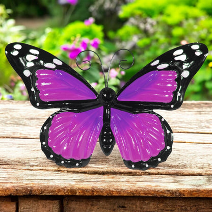 Large Metal Butterfly with Flapping Wings - Purple