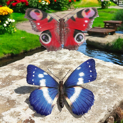 Small Metal 3D Butterfly Wall Art - Blue & Red (Mixed pack of 6)