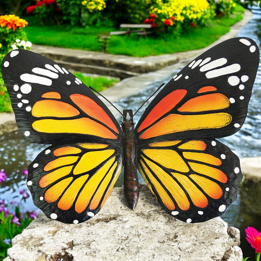 Large Metal 3D Butterfly Wall Art - Orange