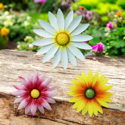 Set of 3 Metal Wall Mounted Daisies