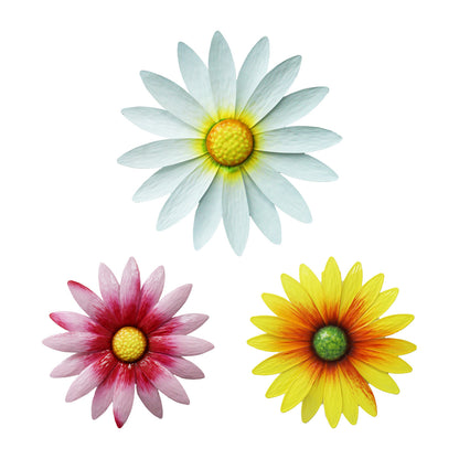 Set of 3 Metal Wall Mounted Daisies