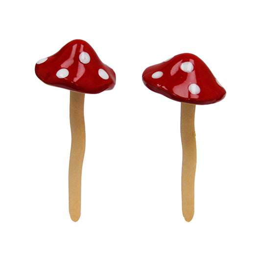 Red Ceramic Toadstool Garden Ornament – Decorative Mushroom for Pots & Fairy Gardens