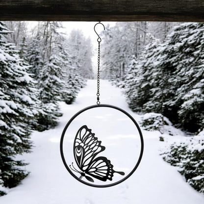 3D Metal Butterfly Hanging Silhouette Spinner - Black