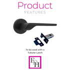 Modern Matt Black Door Handles Internal Uno-2 Lever Latch