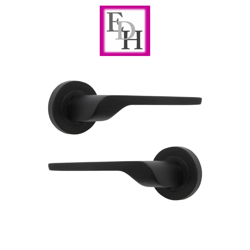Modern Matt Black Door Handles Internal Uno-2 Lever Latch