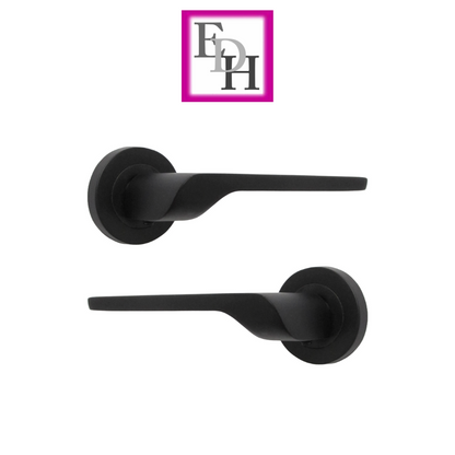 Modern Matt Black Door Handles Internal Uno-2 Lever Latch