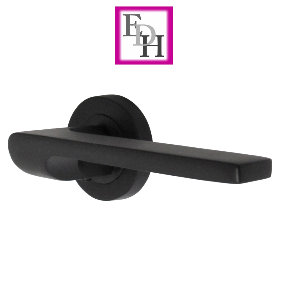 Modern Matt Black Door Handles Internal Uno-2 Lever Latch
