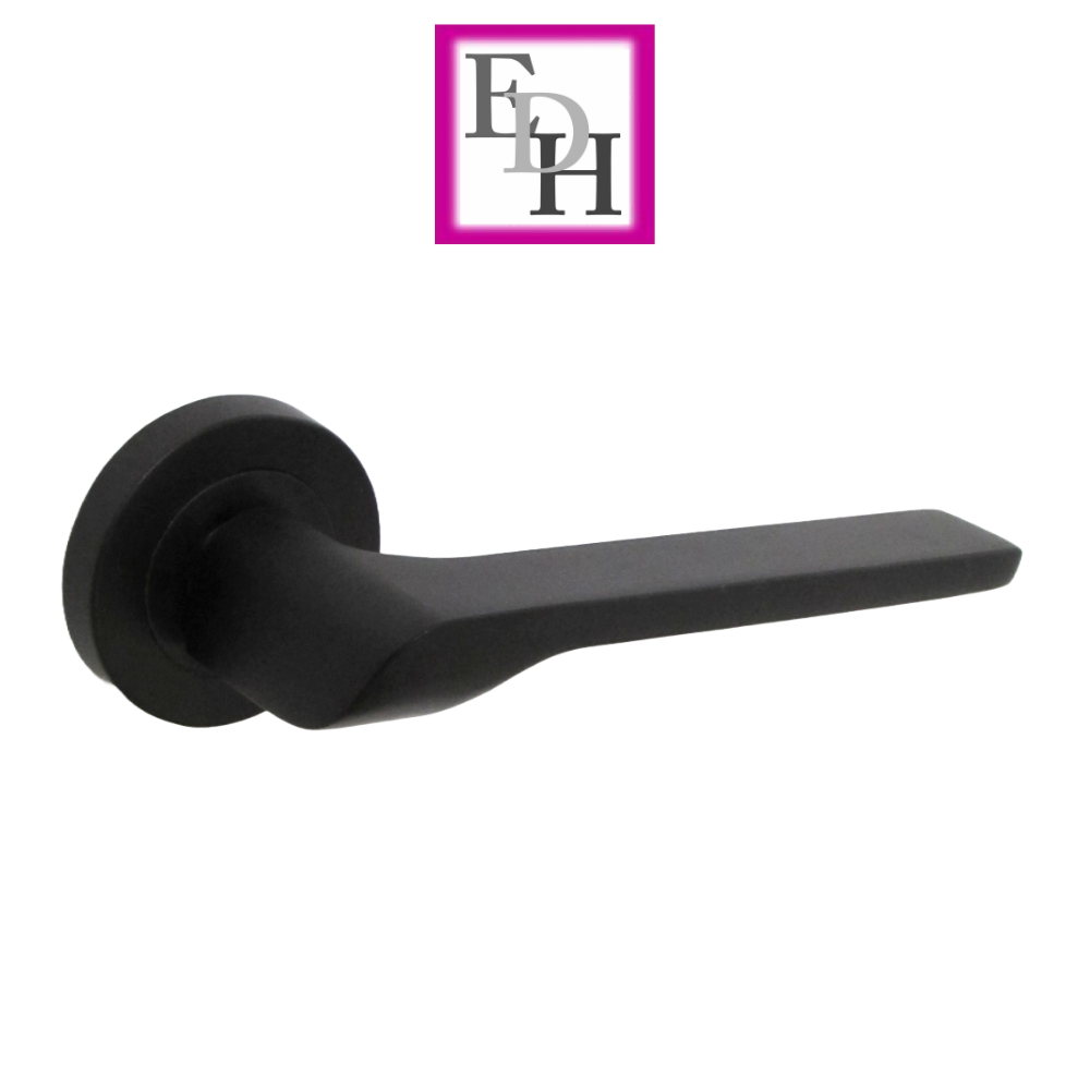 Modern Matt Black Door Handles Internal Uno-2 Lever Latch