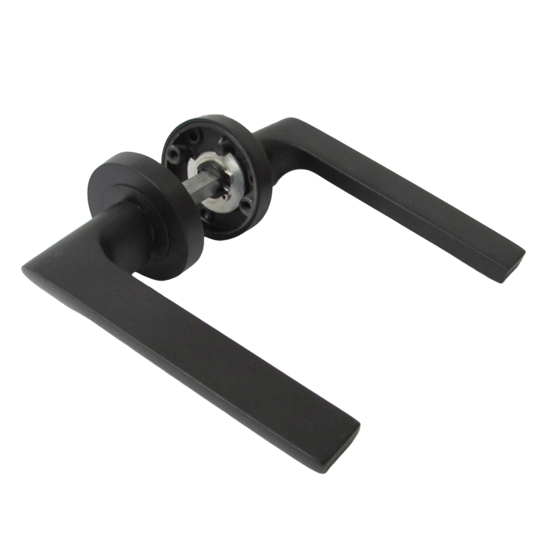 Modern Matt Black Door Handles Internal Uno-2 Lever Latch
