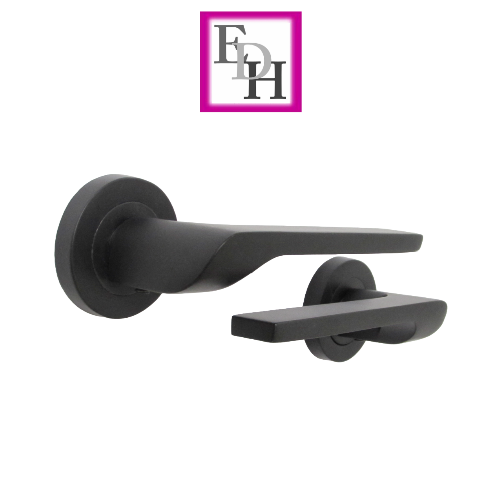 Modern Matt Black Door Handles Internal Uno-2 Lever Latch