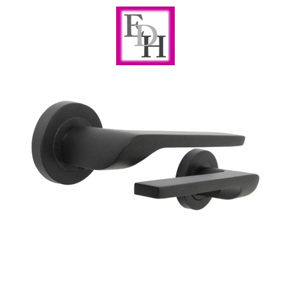 Modern Matt Black Door Handles Internal Uno-2 Lever Latch