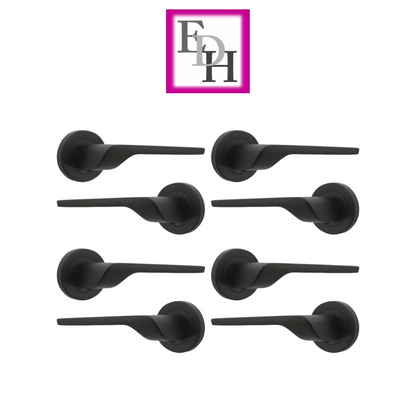Modern Matt Black Door Handles Internal Uno-2 Lever Latch