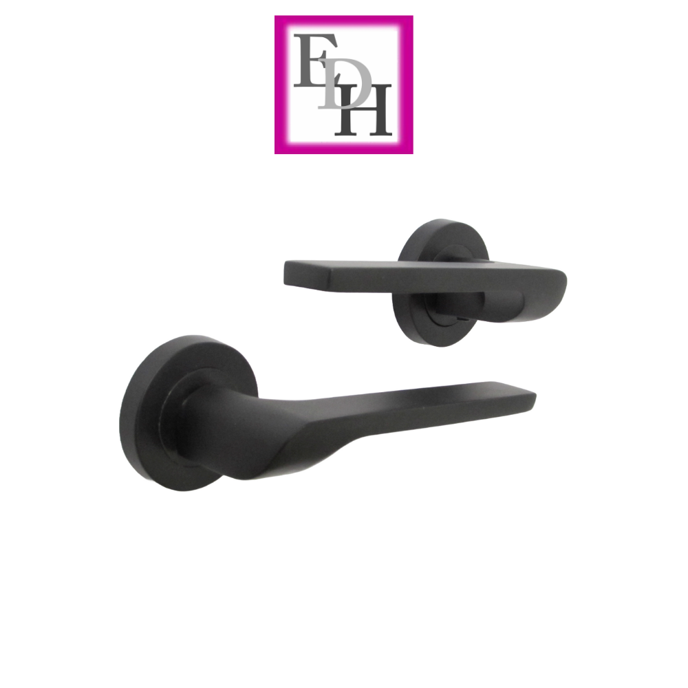 Modern Matt Black Door Handles Internal Uno-2 Lever Latch