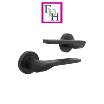 Modern Matt Black Door Handles Internal Uno-2 Lever Latch