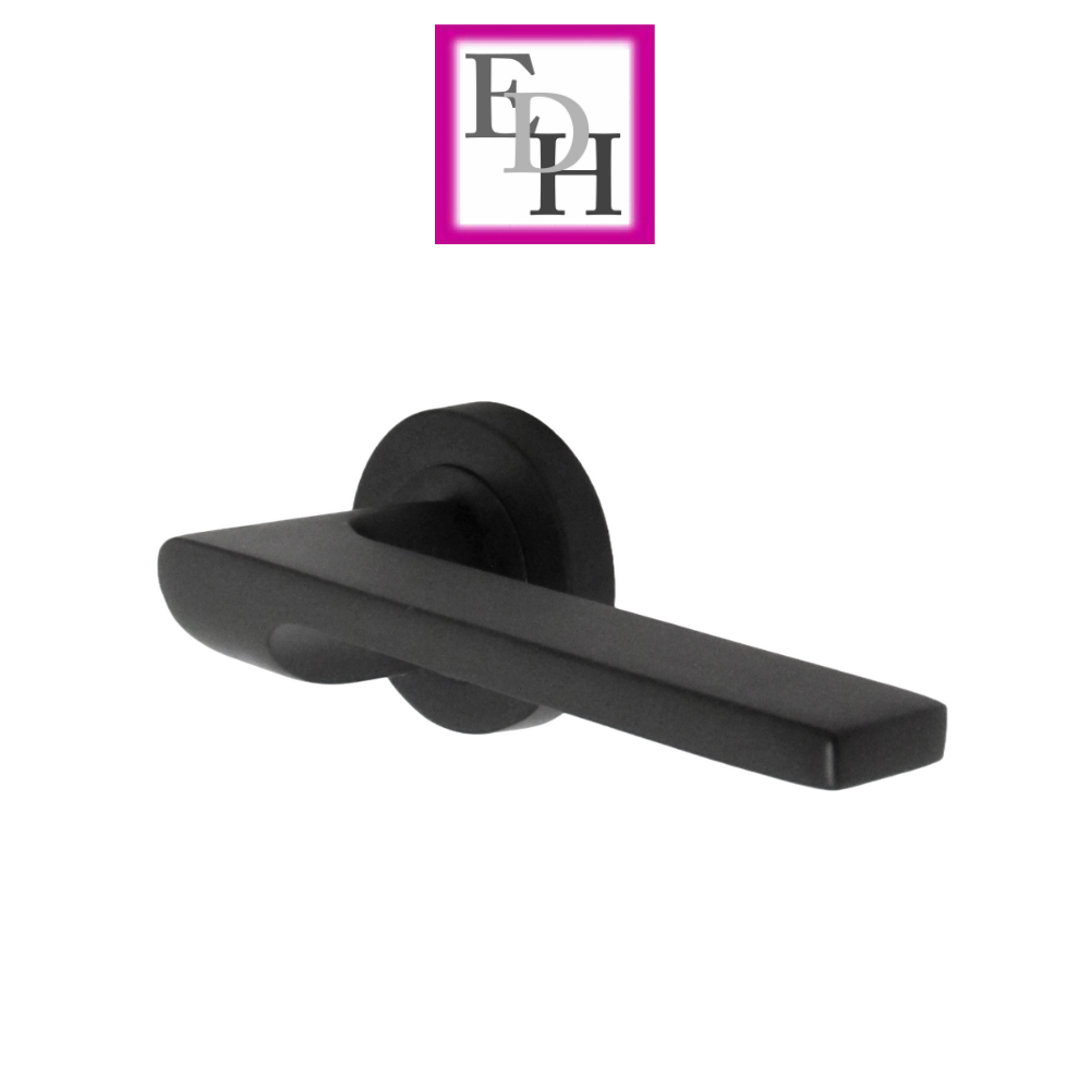 Modern Matt Black Door Handles Internal Uno-2 Lever Latch