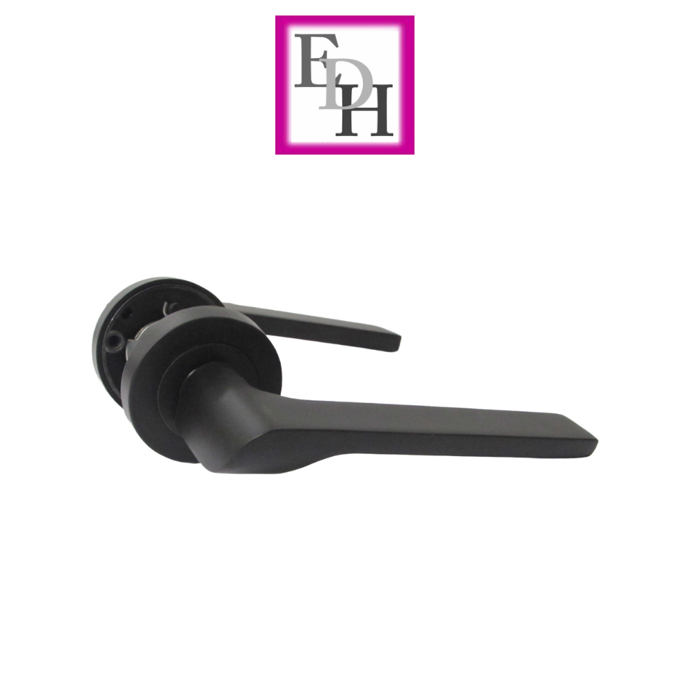 Modern Matt Black Door Handles Internal Uno-2 Lever Latch