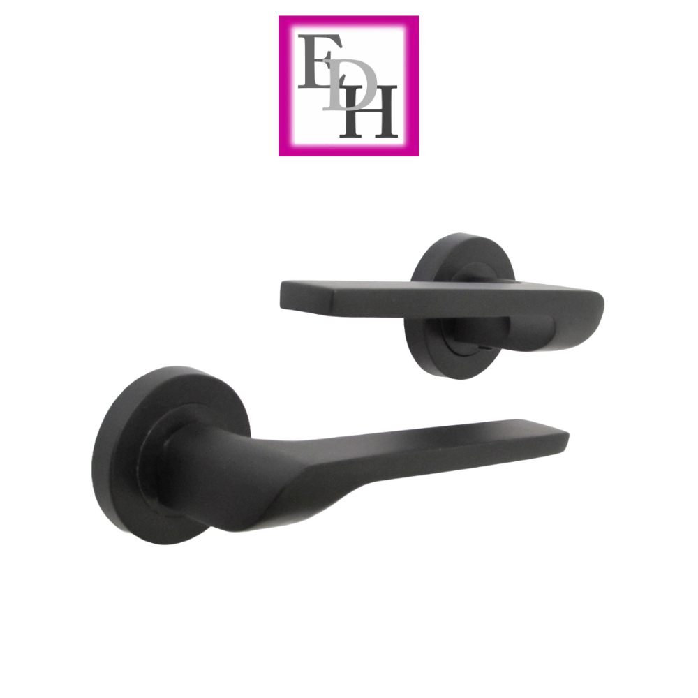 Modern Matt Black Door Handles Internal Uno-2 Lever Latch