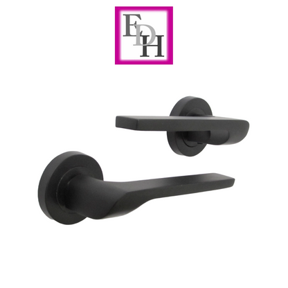Modern Matt Black Door Handles Internal Uno-2 Lever Latch